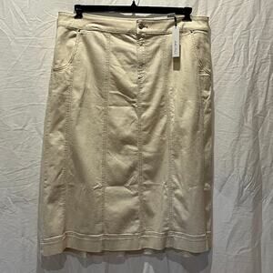 NWT Chico's Midi Denim Skirt Natural Seeded Cream Sz 4 / XXL